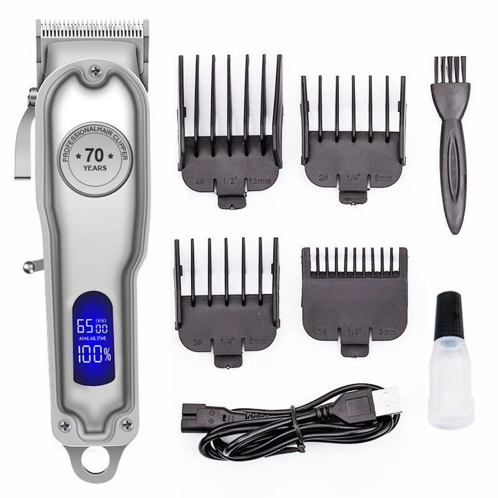 Professional Vintage Barber Salon Hair Clipper (70 Years Edition - Adjustable Taper Lever & Smart LCD Display)