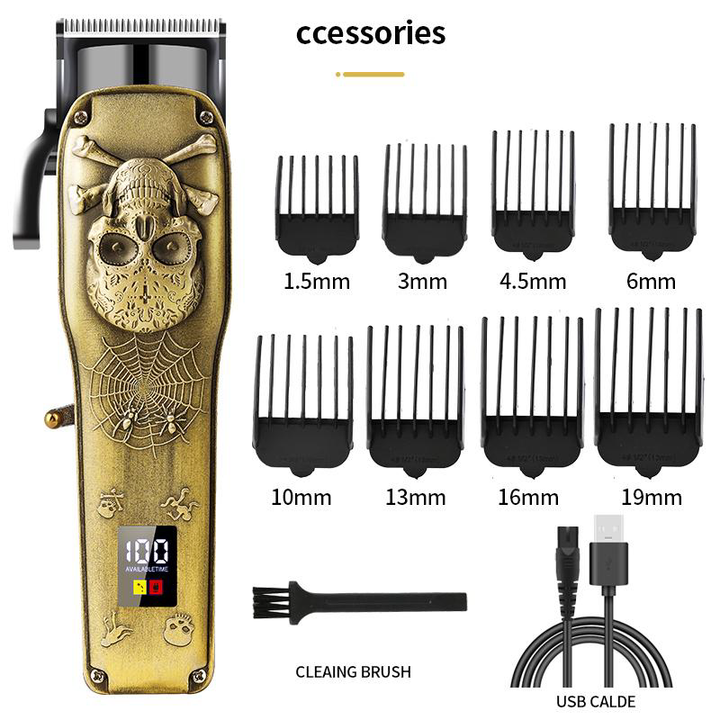 Professional Vintage Barber Salon Hair Clipper (Skull & Owl Relief Series - 2 Styles)