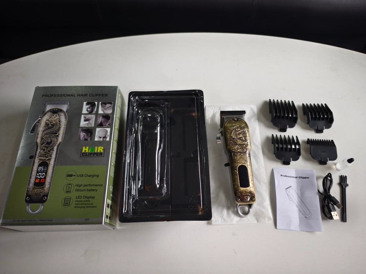 YX-601 Professional Barber Salon Hair Clipper (Wahl-Type Heavy Blade & Smart LCD - 9 Styles)