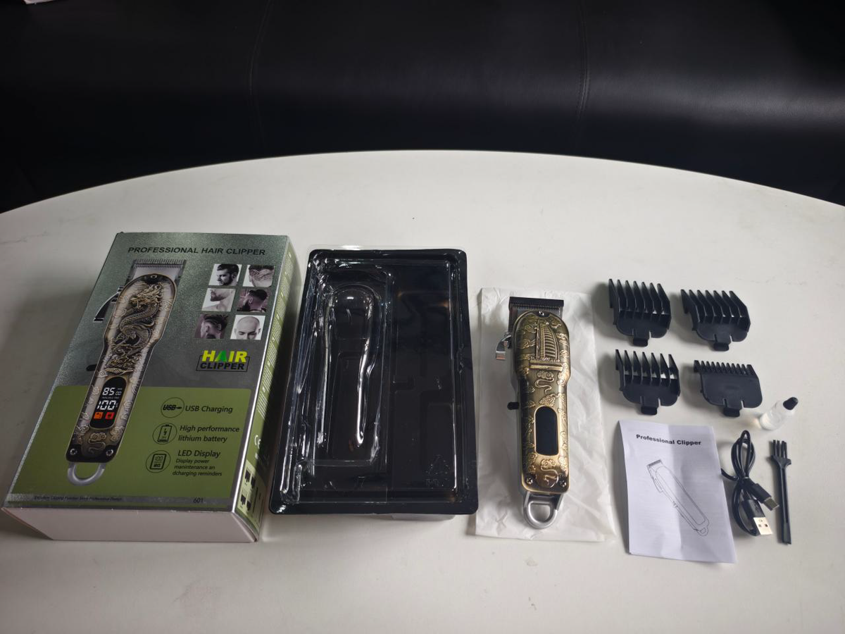 YX-601 Professional Barber Salon Hair Clipper (Wahl-Type Heavy Blade & Smart LCD - 9 Styles)