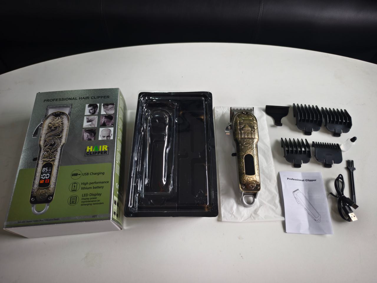 YX-601 Professional Barber Salon Hair Clipper (Wahl-Type Heavy Blade & Smart LCD - 9 Styles)