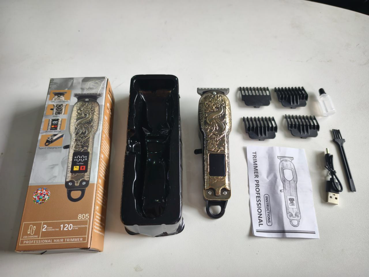YX-801 Professional High-Speed Hair Trimmer (Silver Ultra-Thin Blade & Turbo LCD - 5 Styles)