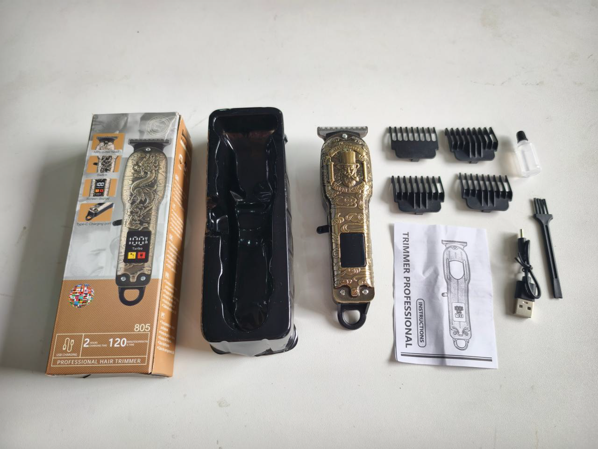 YX-801 Professional High-Speed Hair Trimmer (Silver Ultra-Thin Blade & Turbo LCD - 5 Styles)