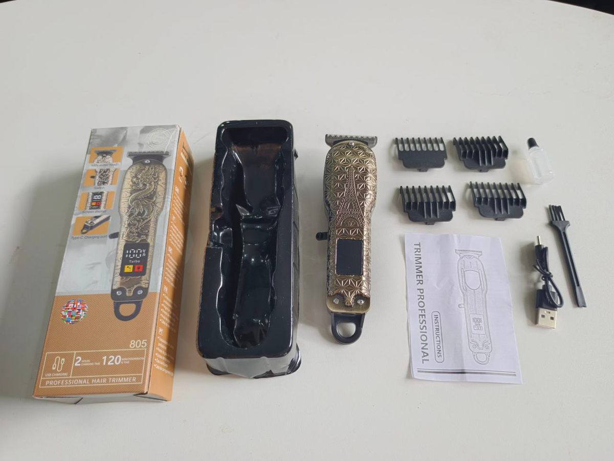 YX-801 Professional High-Speed Hair Trimmer (Silver Heavy Blade & Turbo LCD - 5 Styles)