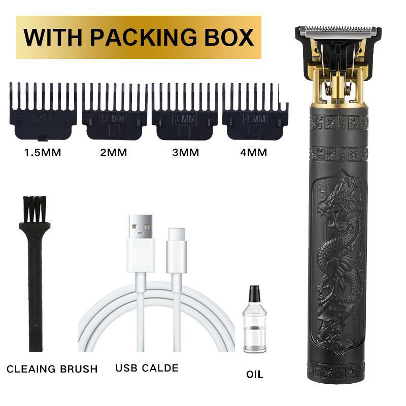 T9 Lightweight ABS Cordless Hair Trimmer (Black Dragon & Buddha Edition - Direct USB Charging - 2 Styles)