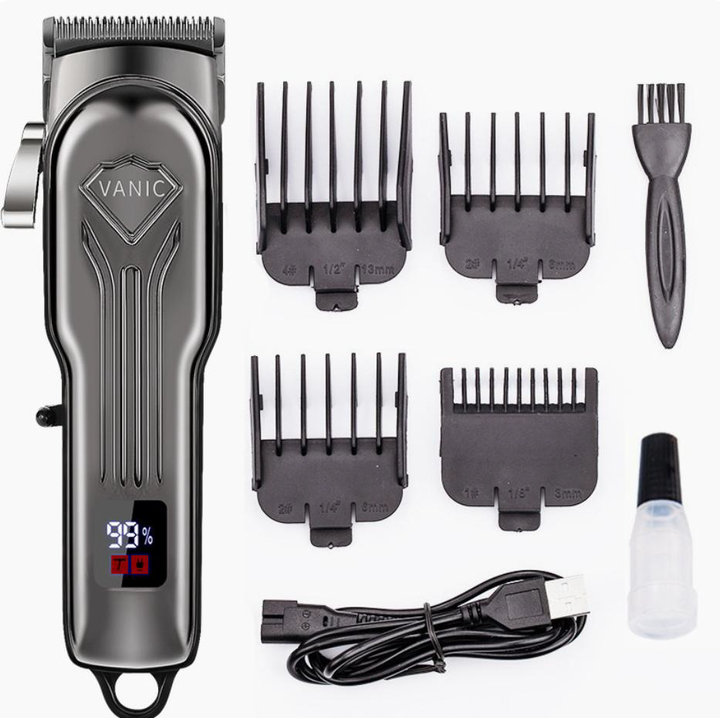 High-Power Gunmetal Professional Cordless Pet Hair Clipper with Full Kit