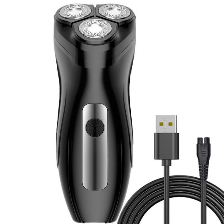 Professional Ergonomic 3D Triple Floating Head Rotary Shaver in Classic Black