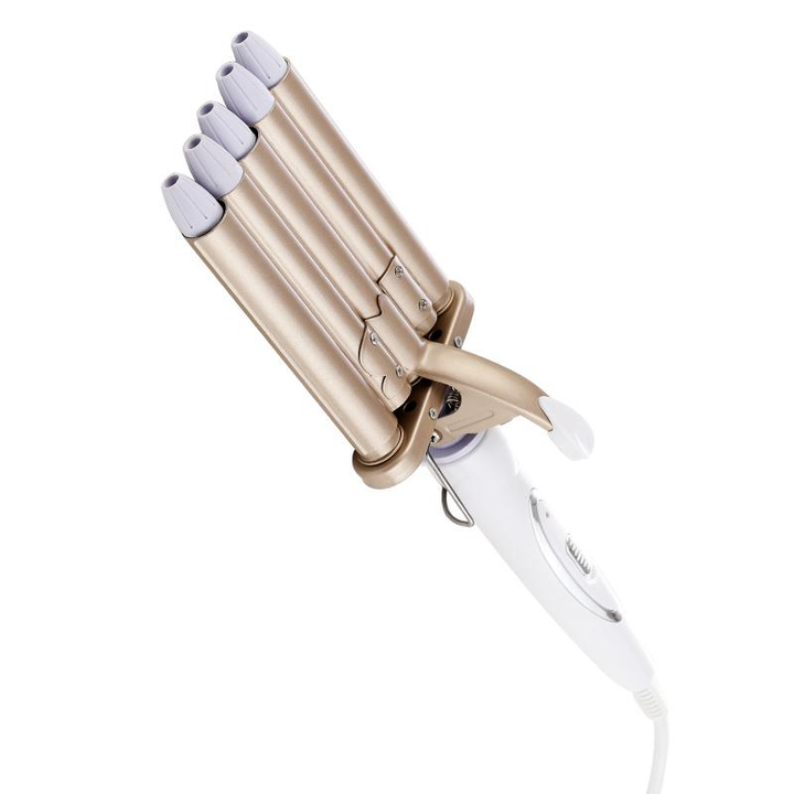 Professional 5-Barrel Hair Waver in Champagne Gold and Pearl White