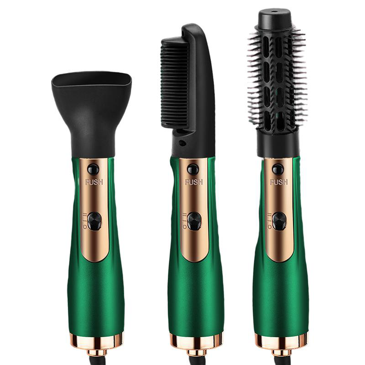 Professional 3-in-1 Interchangeable Hot Air Brush and Blowout Styler in Emerald Green