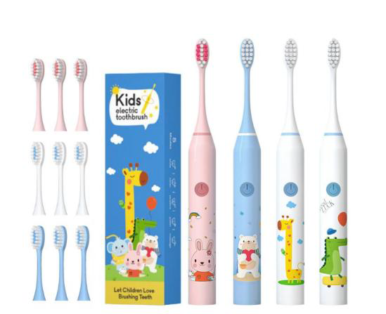Model 110 Kids Sonic Electric Toothbrush Set with Cartoon Animals