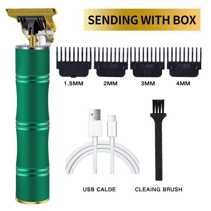 T9 Professional Cordless Hair Trimmer (Bamboo Joint Green Edition - Direct USB Charging)
