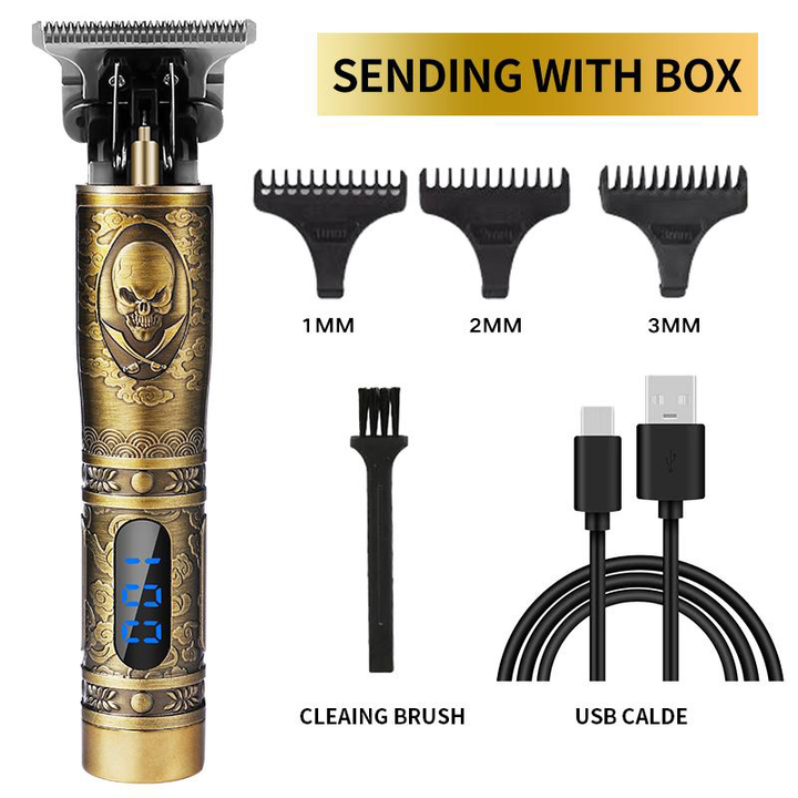 T10 Heavy-Duty Cordless Hair Trimmer (Pirate Skull LCD Series - Direct Type-C Charging - 2 Colors)