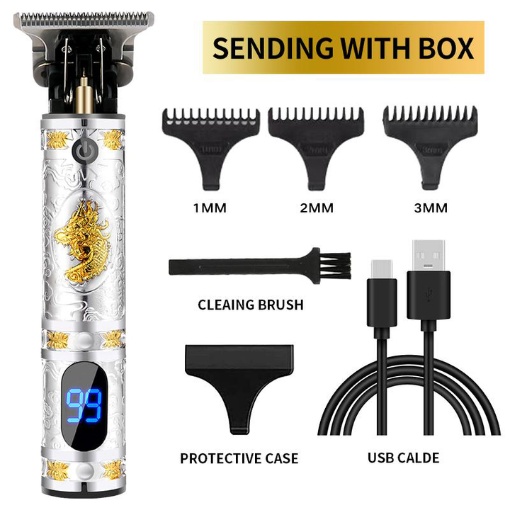 T10 Heavy-Duty Cordless Hair Trimmer (Platinum LCD Display Series - Direct Type-C Charging - 3 Styles)