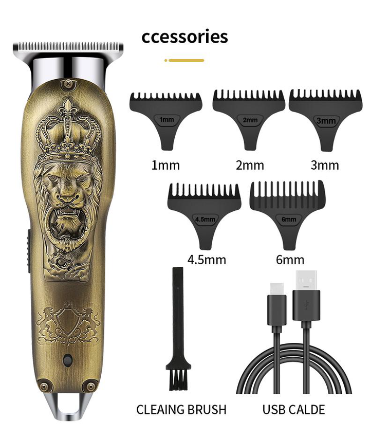 Professional Vintage Barber Hair Clipper (Crowned Lion King Engraved Edition)