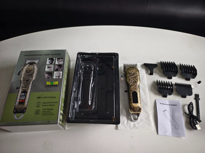 YX-601 Professional Barber Salon Hair Clipper (Wahl-Type Heavy Blade & Smart LCD - 9 Styles)