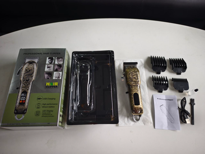 YX-601 Professional Barber Salon Hair Clipper (Wahl-Type Heavy Blade & Smart LCD - 9 Styles)