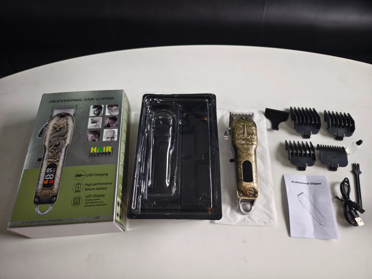 YX-601 Professional Barber Salon Hair Clipper (Wahl-Type Heavy Blade & Smart LCD - 9 Styles)