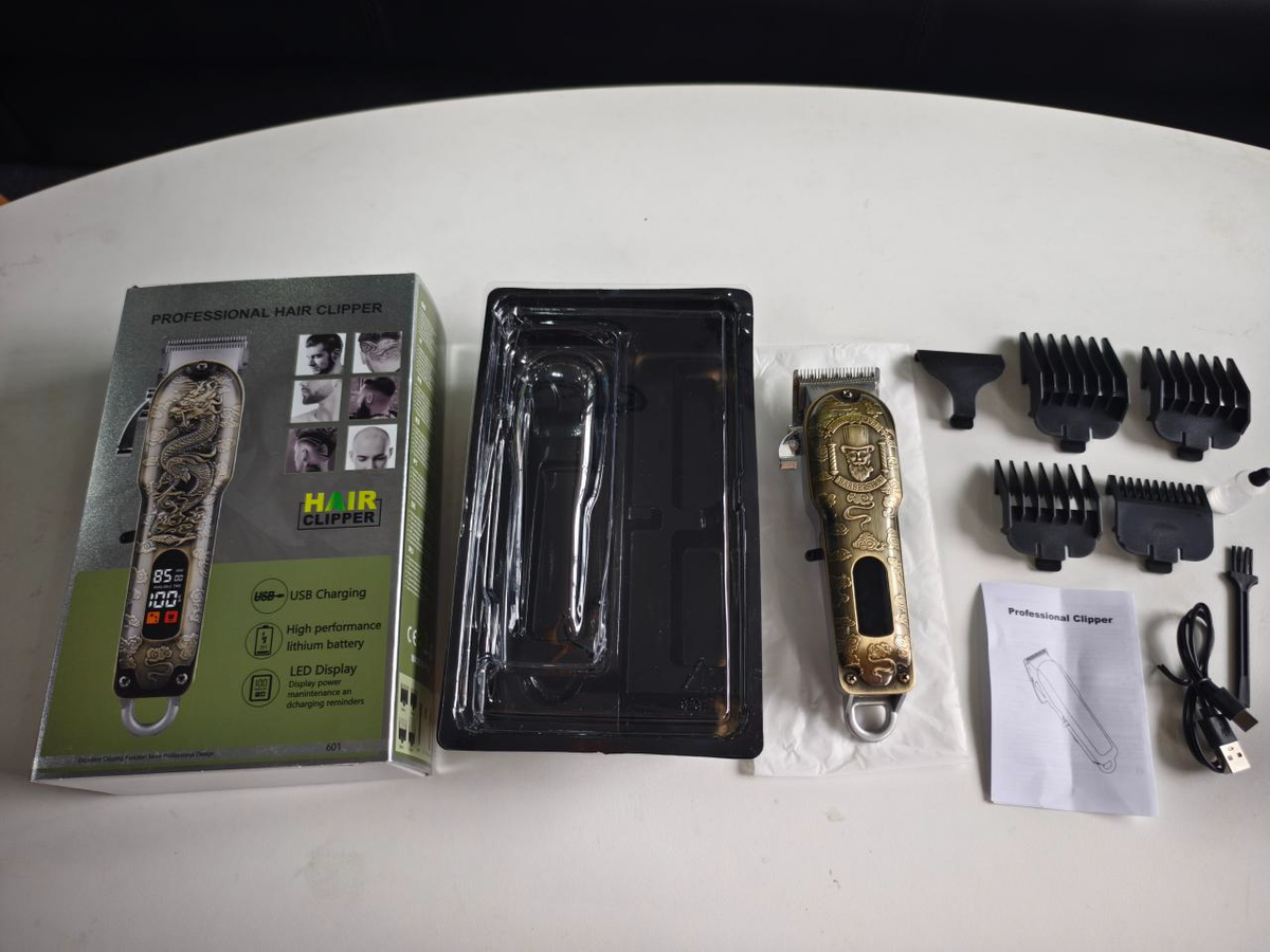 YX-601 Professional Barber Salon Hair Clipper (Wahl-Type Heavy Blade & Smart LCD - 9 Styles)