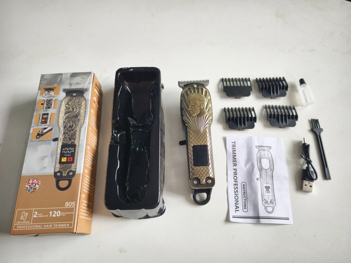 YX-801 Professional High-Speed Hair Trimmer (Silver Ultra-Thin Blade & Turbo LCD - 5 Styles)