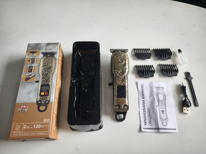 YX-801 Professional High-Speed Hair Trimmer (Silver Ultra-Thin Blade & Turbo LCD - 5 Styles)