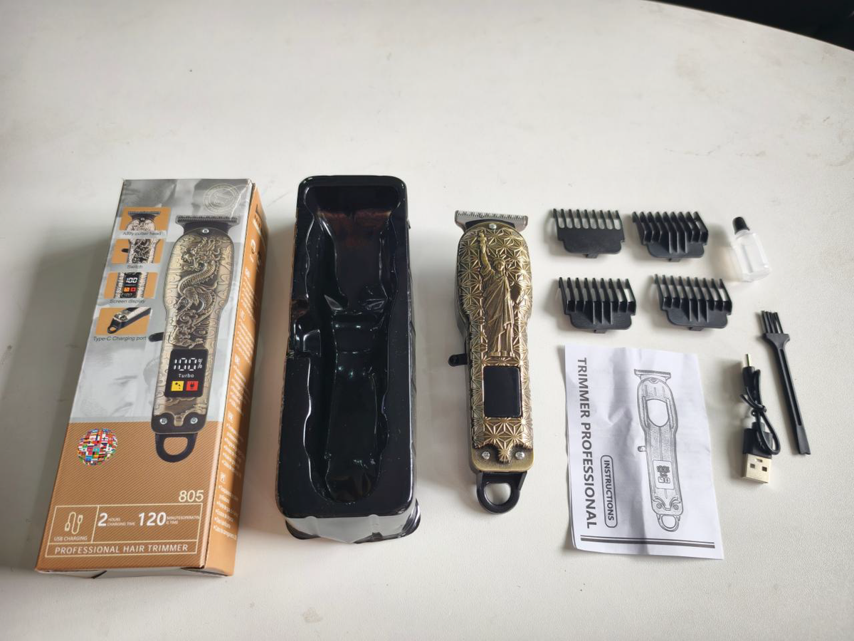YX-801 Professional High-Speed Hair Trimmer (Silver Heavy Blade & Turbo LCD - 5 Styles)