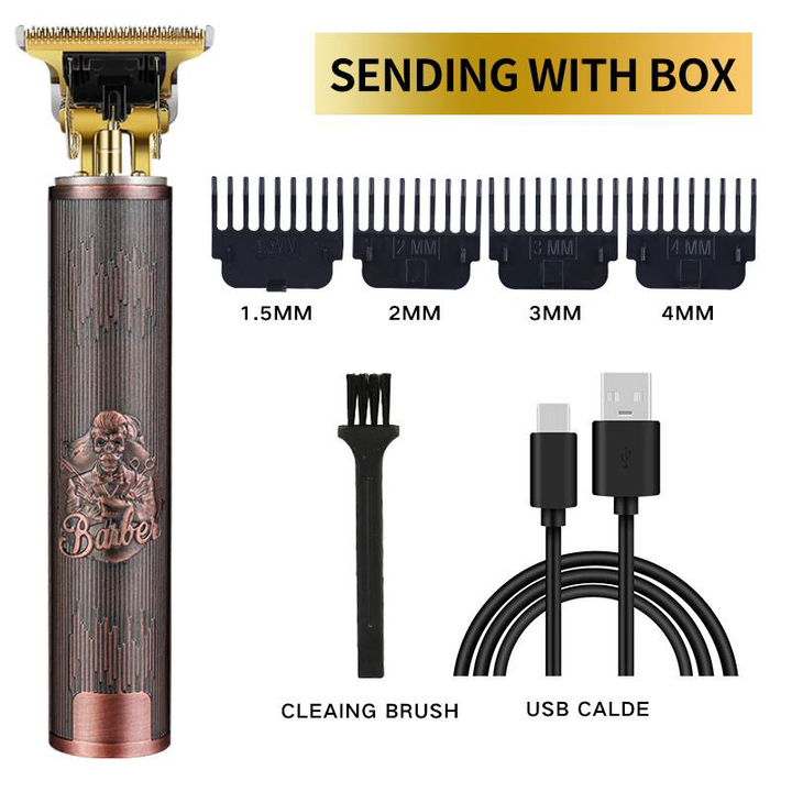 T9 Cordless Hair Trimmer - Red Copper Vintage Barber Skull