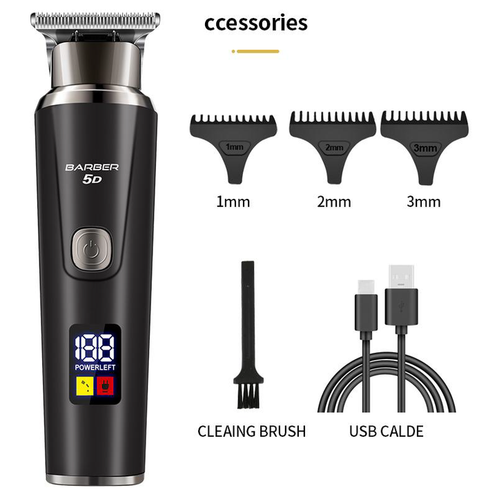 V808 Barber 5D Professional Cordless Hair Trimmer - Matte Gunmetal