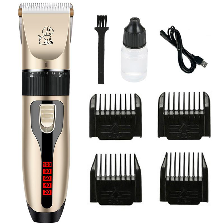 Professional 5-Stage LED Pet Hair Clipper with Ceramic Blade Kit
