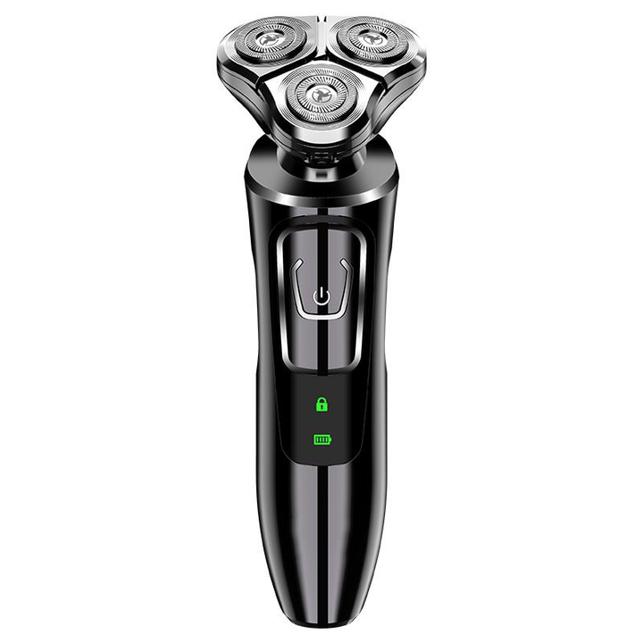 Professional High-Speed 3D Triple Floating Head Rotary Shaver in Piano Black