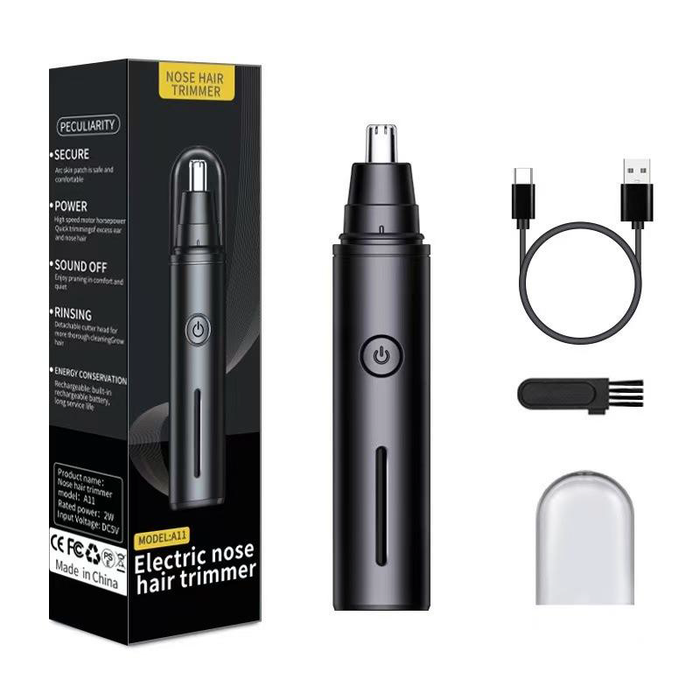 A11 Professional Rechargeable Nose and Ear Hair Trimmer (360° Rotary Blades & Type-C Fast Charging - 2 Colors - 200 PCS Carton)