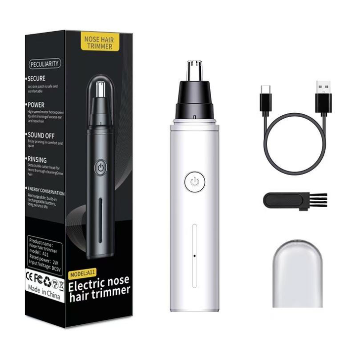 A11 Professional Rechargeable Nose and Ear Hair Trimmer in Pearl White