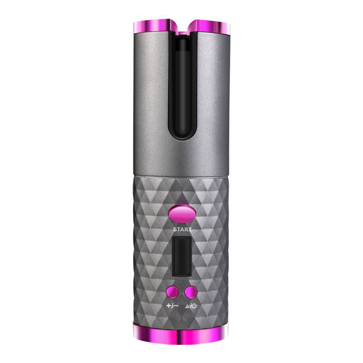 Professional Anti-Scald Automatic Rotating Hair Curler in Titanium Grey and Magenta