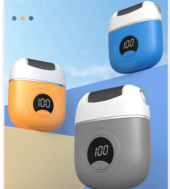 Mini Pocket Pebble Electric Foot Callus Remover with Round LCD Display in 3 Colors